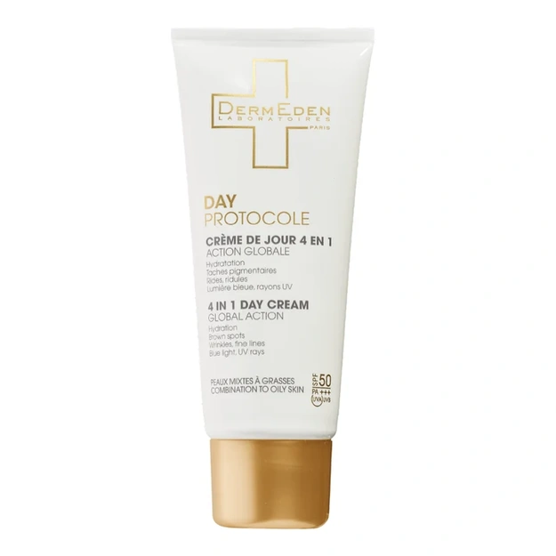 DermEden 4 in 1 Day Cream – apsauginis kremas mišriai ir riebiai odai SPF 50, 50 ml