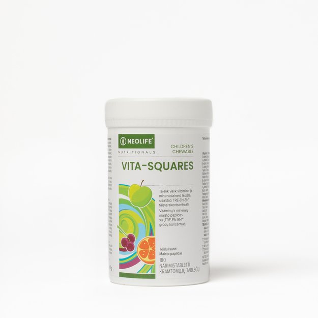 „Vita-Squares“, polivitaminai vaikams,  kramtomosios tabletės , 180 tablečių